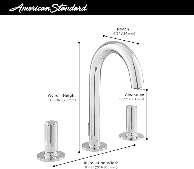 Cargue la imagen en el visor de la galería, Mezcladora de dos manerales para lavabo de 6&#39;&#39; a 12&#39;&#39;,  7105821MX - Studio S - American Standard
