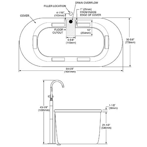 Cargue la imagen en el visor de la galería, Tina freestanding con llave, sin hidromasaje 2764014M202.011 - Cadet - American Standard
